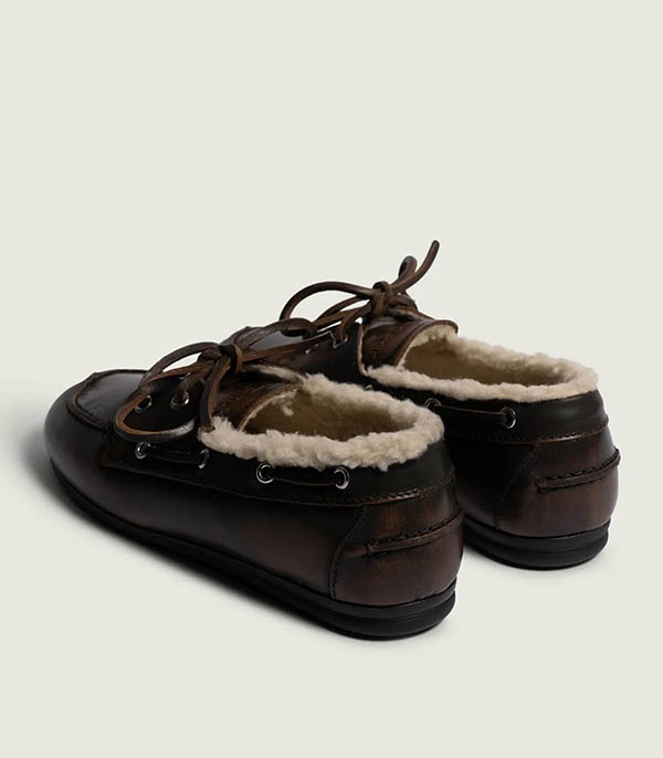 Mocassins Boat Brushed Fur Coffee Posa