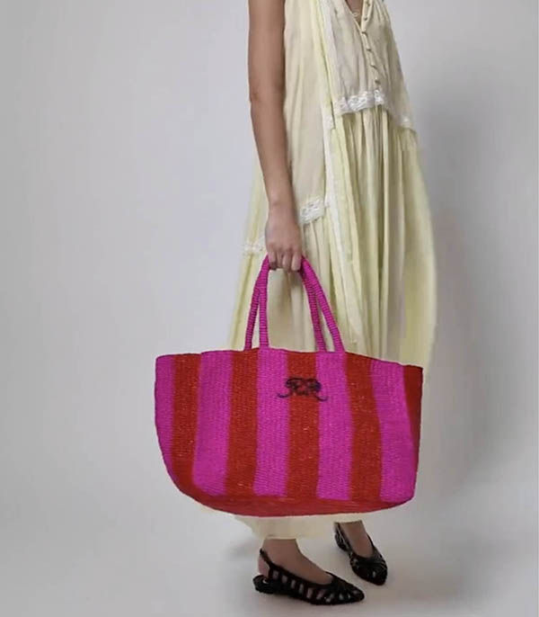 Tote Bag Leaf Raphia Roseanna