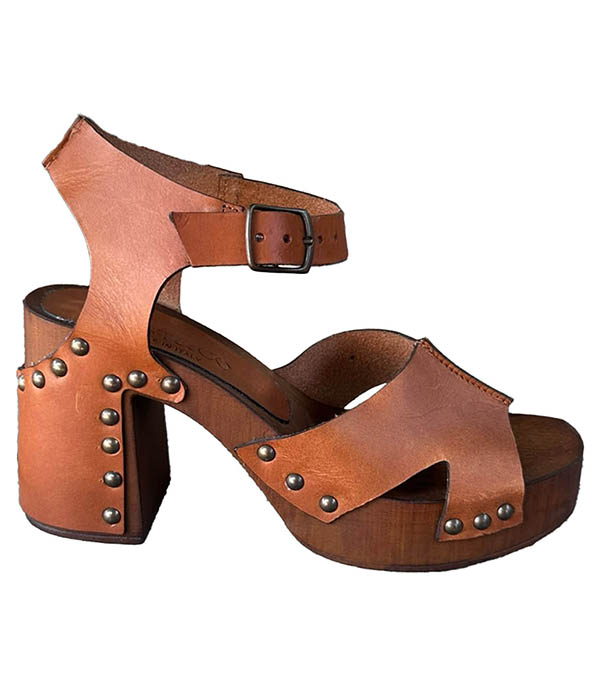 Sandales à talon en cuir camel Maine Lavato Cuoio Post&Co