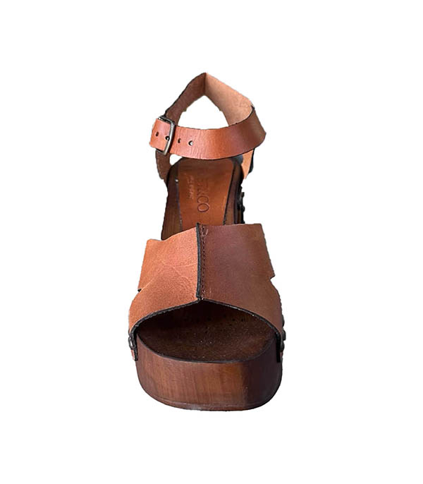 Sandales à talon en cuir camel Maine Lavato Cuoio Post&Co