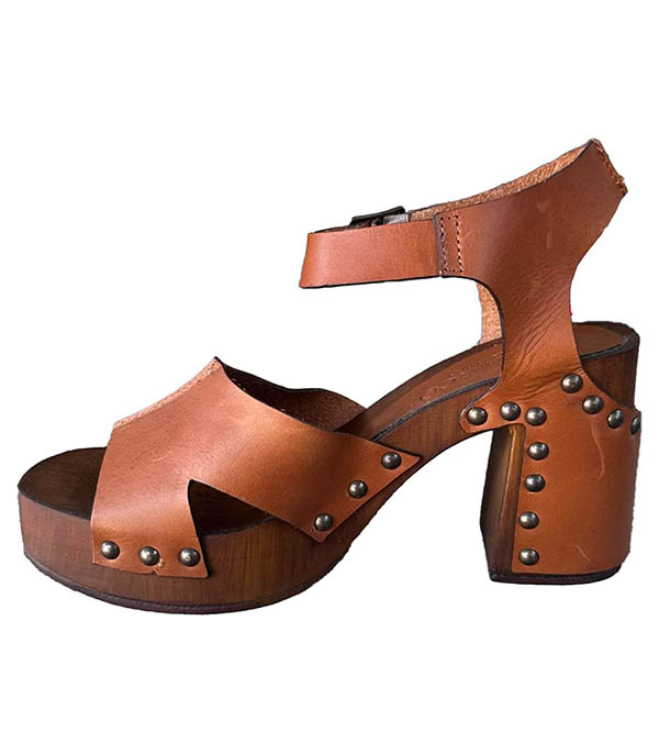 Sandales à talon en cuir camel Maine Lavato Cuoio Post&Co