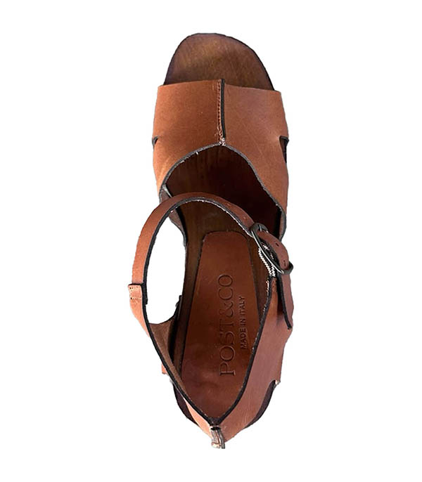 Sandales à talon en cuir camel Maine Lavato Cuoio Post&Co