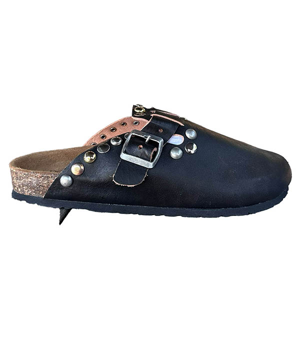 Mules en cuir Apsortabile Noir Post&Co