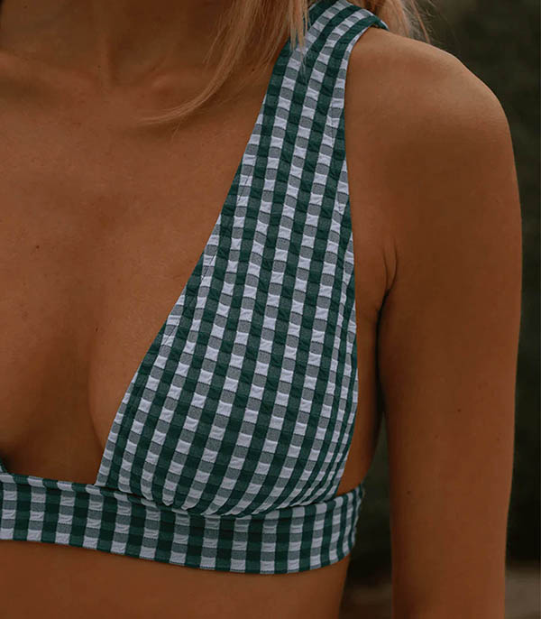 Haut de maillot Foulard l'Ensorcelant Vichy Vert Anja