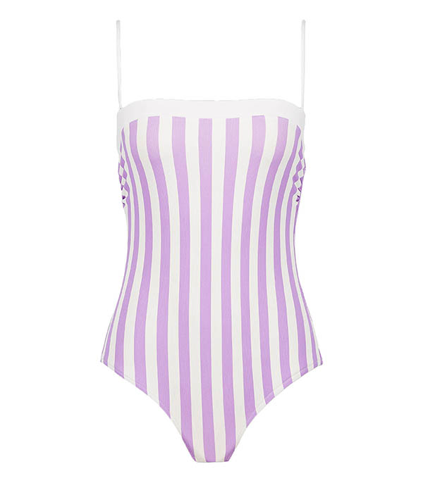 Maillot de bain 1 pièce Le Flamboyant Rayé Lavande Anja