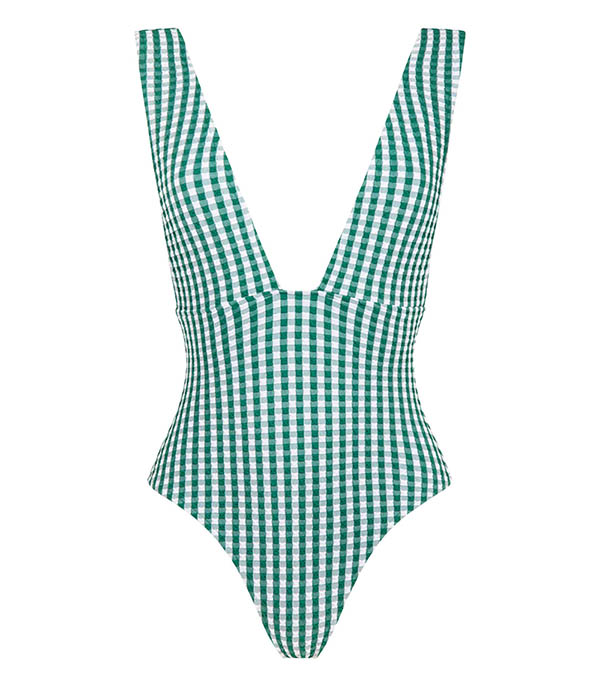Maillot de bain 1 Pièce Le Plongeant Vichy Vert Anja - Taille 38
