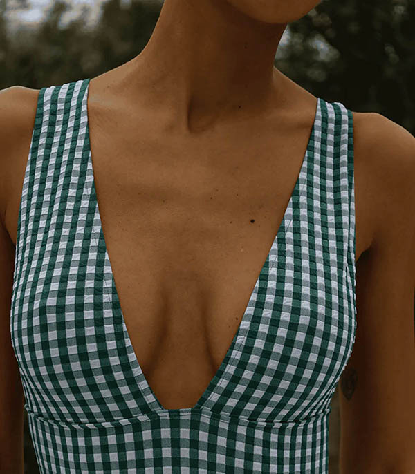 Maillot de bain 1 Pièce Le Plongeant Vichy Vert Anja
