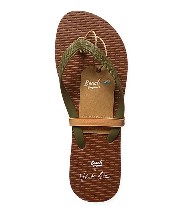 Tongs Femme Héritage Slim x Véronika Loubry Vert Reverso Beach Originals - Taille 41/42