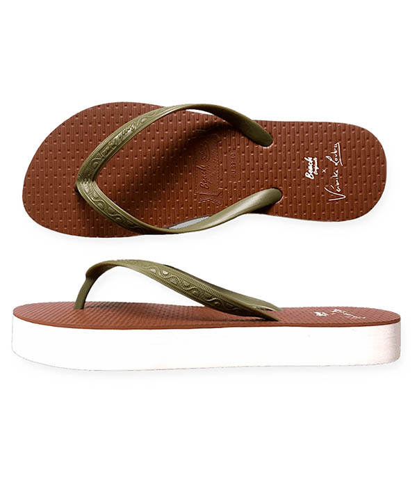 Tongs Femme Héritage Slim x Véronika Loubry Vert Reverso Beach Originals