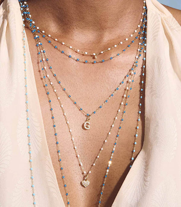 Collier or jaune et perles de résine 42 cm Gigi Clozeau