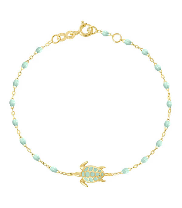 Bracelet Tortue or jaune et perles de résine Jade 17 cm Gigi Clozeau