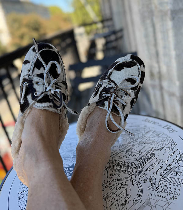 Mules Boat Loafer Fur Cow Print Posa