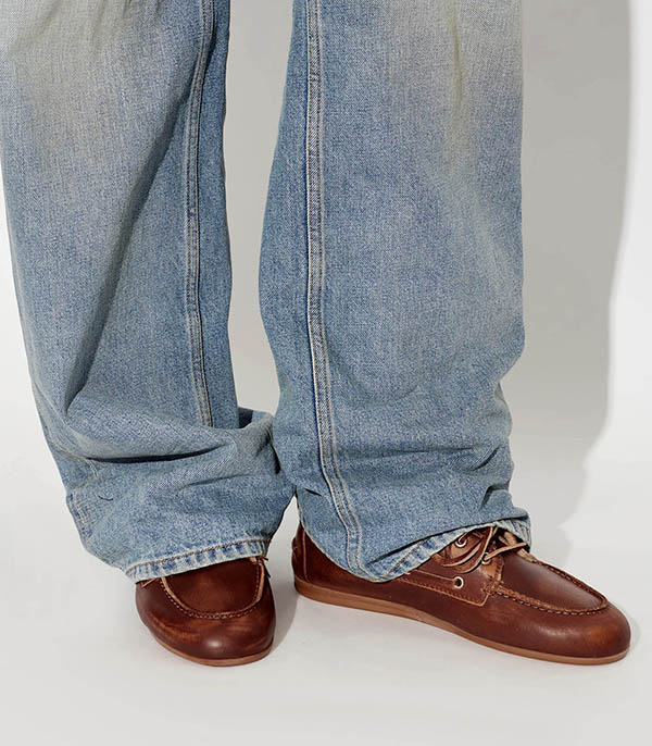 Mocassins Boat Loafer Brushed Fur Leather Brown Posa