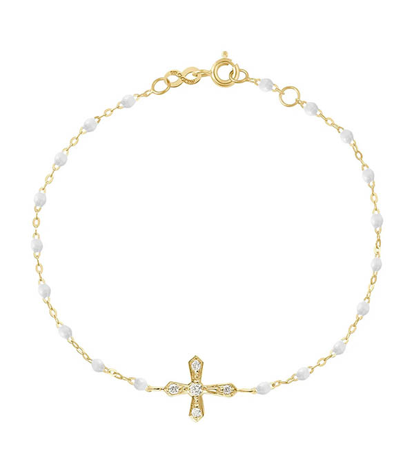 Bracelet Croix Vintage Or Jaune Diamants 17 cm Gigi Clozeau - Taille 17 cm