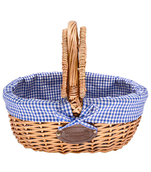 Panier en osier Vichy Bleu Les Jardins de la Comtesse