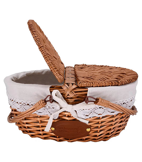 Panier en osier Champêtre Dentelle Les Jardins de la Comtesse