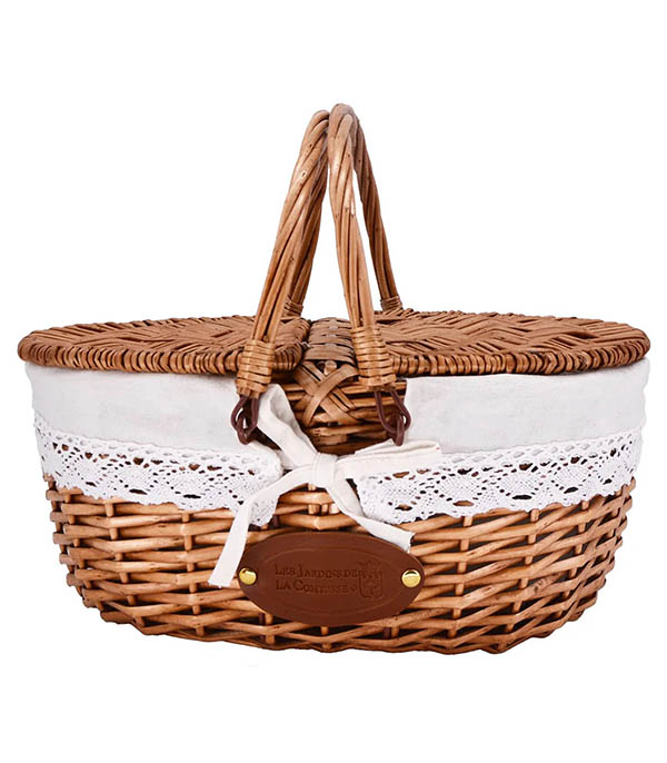 Panier en osier Champêtre Dentelle Les Jardins de la Comtesse