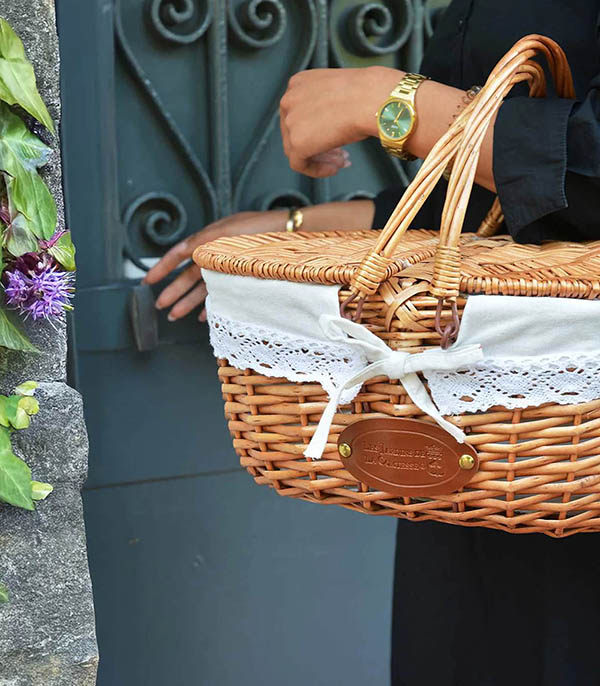 Panier en osier Champêtre Dentelle Les Jardins de la Comtesse