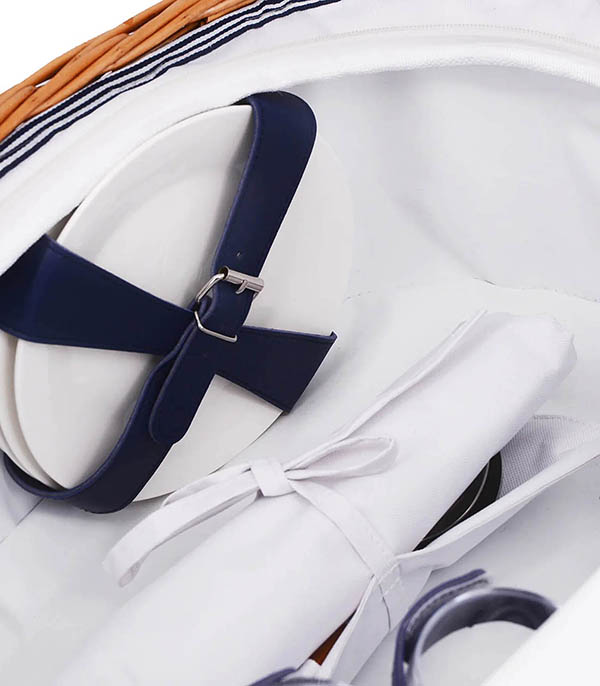 Panier Pique-Nique Belle-Île Rayures Bleu 4 personnes Les Jardins de la Comtesse
