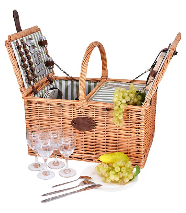 Panier Pique-Nique Saint-Rémy Rayures Vertes Les Jardins de la Comtesse