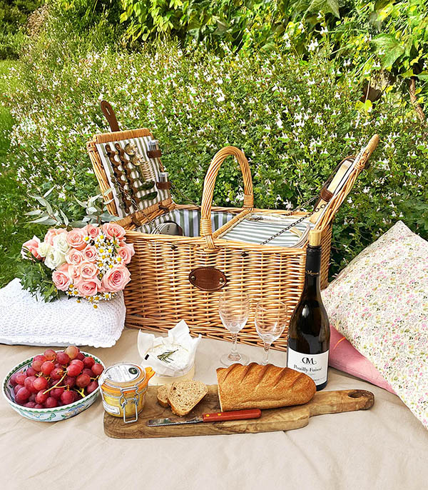 Panier Pique-Nique Saint-Rémy Rayures Vertes Les Jardins de la Comtesse