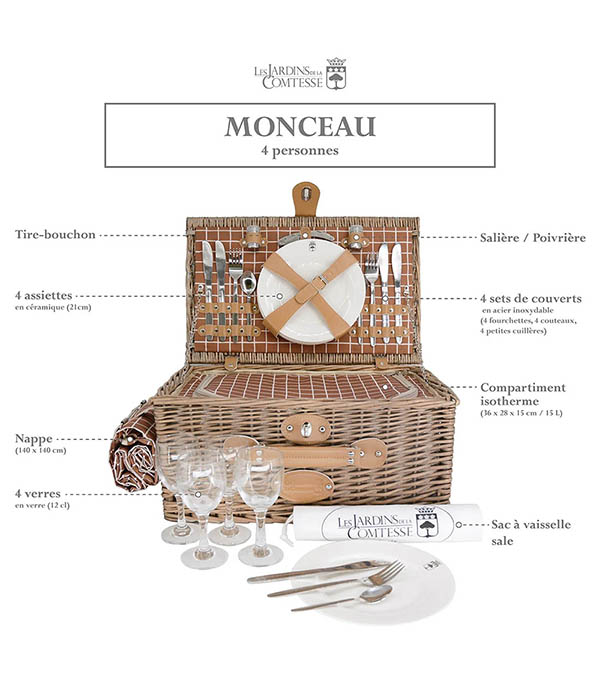 Panier Pique-Nique Monceau Carreaux Terre Les Jardins de la Comtesse
