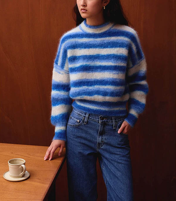 Pull Mohair Mary Rayures Bleues Surprise Paris