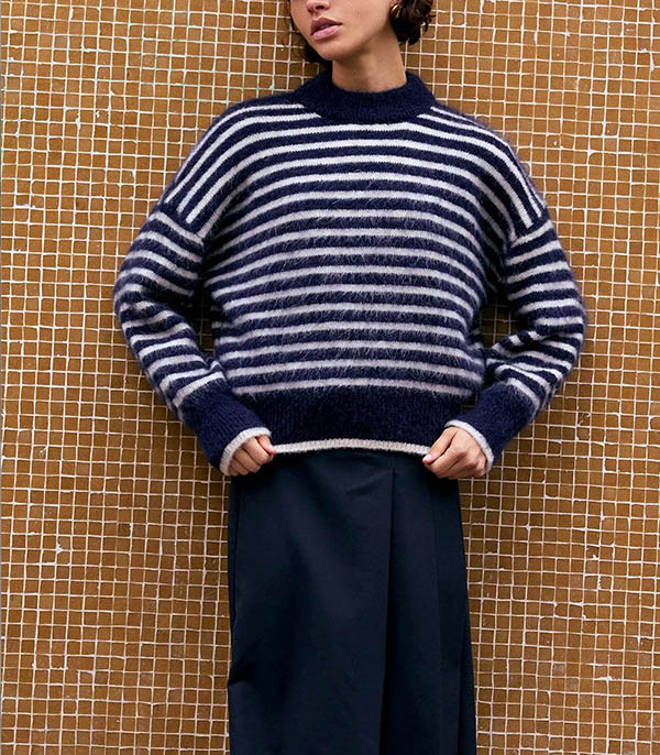 Pull Mohair Lala Rayures Navy/Crème Surprise Paris