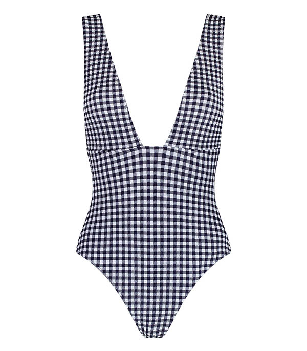 Maillot de bain 1 pièce Le Plongeant Vichy Marine Anja - Taille 42