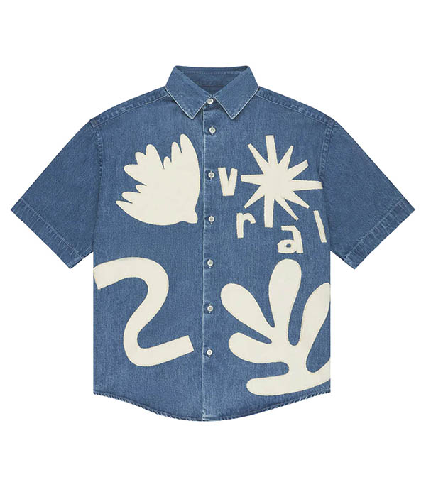 Chemise manches courtes Patch Formes Denim Vrai