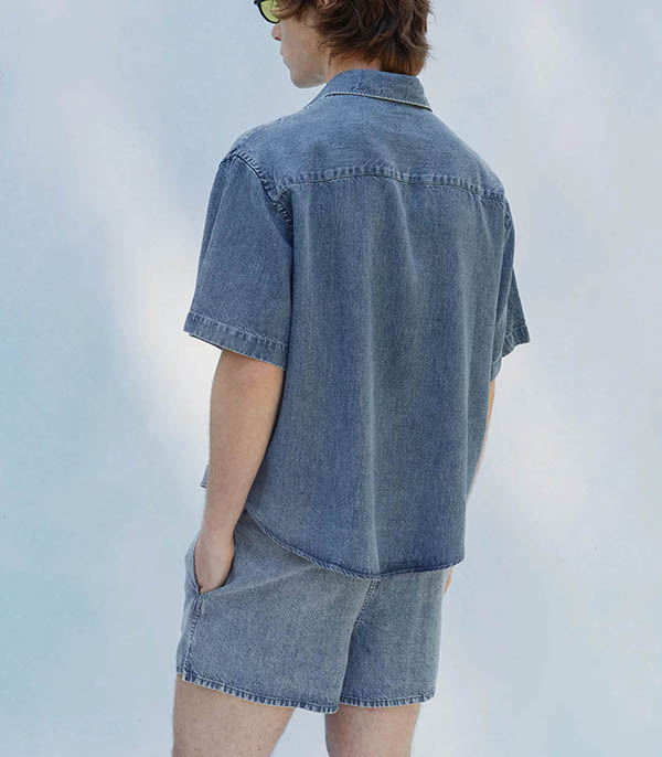 Chemise manches courtes Patch Formes Denim Vrai