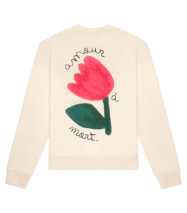 Sweat-shirt Fleurs Ecru Vrai