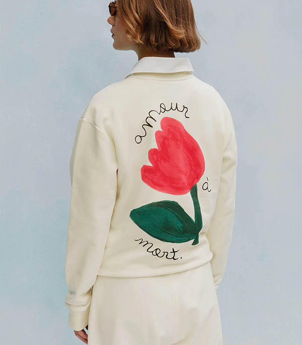 Sweat-shirt Fleurs Ecru Vrai
