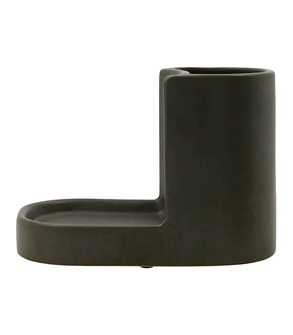 Porte savon et brosse faïence anthracite Meraki