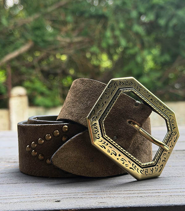 Ceinture en cuir Alicante Olive Studs Bronze Post&Co