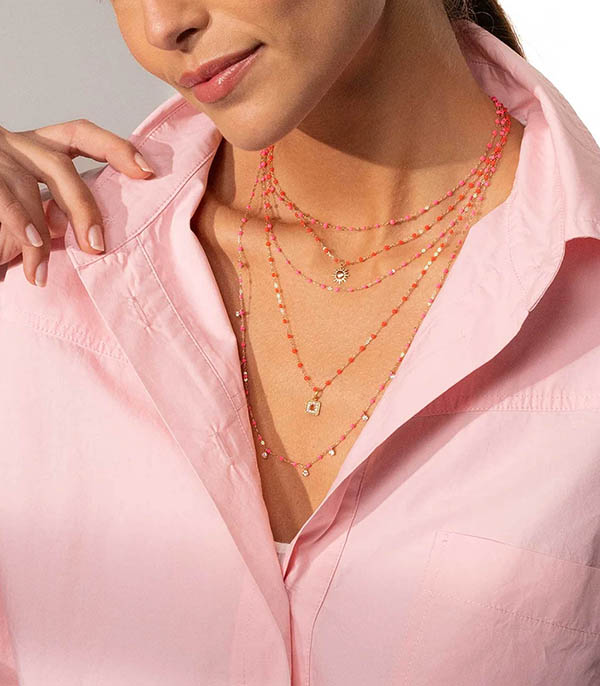 Collier Or rose et Perles de résine 42 cm Gigi Clozeau