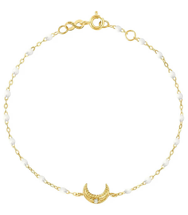 Bracelet Lune Diamant or jaune et perles de résine Gigi Clozeau
