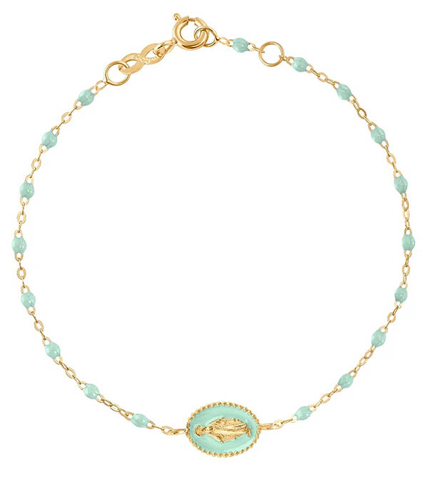 Bracelet Madone or jaune et perles de résine 17 cm Gigi Clozeau