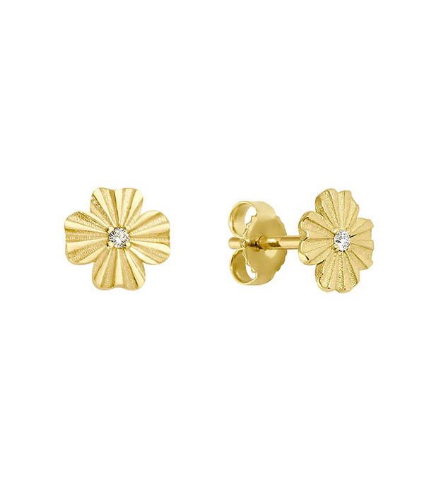 Boucles d'oreilles Trèfle Lumière or jaune et diamants Gigi Clozeau
