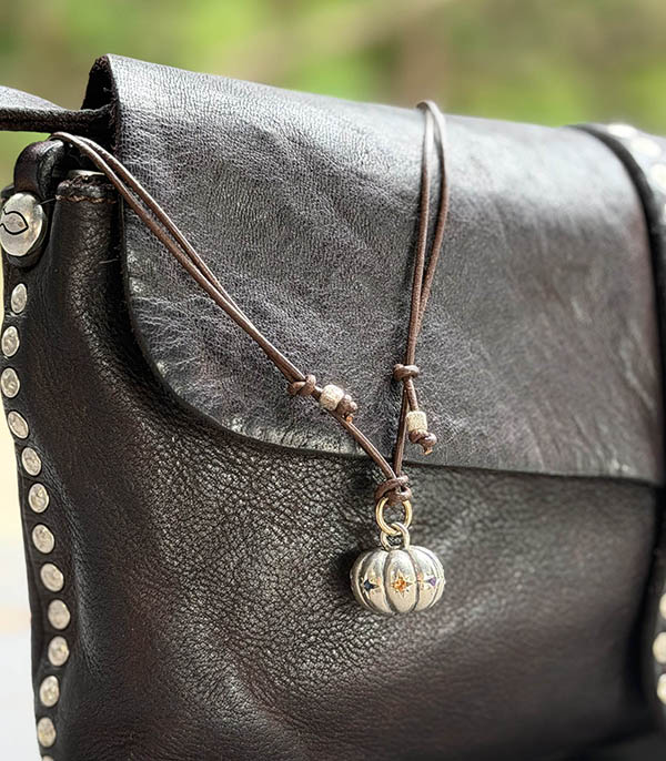 Collier lien en cuir Citrouille Argent et Pierres Multicolores Catherine Michiels