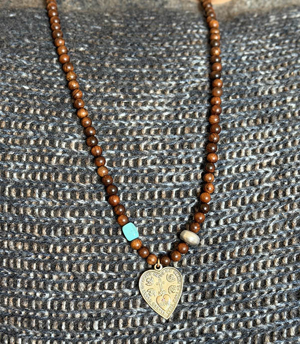 Collier Custom Wild en perles Bois de rose, Turquoise et Perles Catherine Michiels