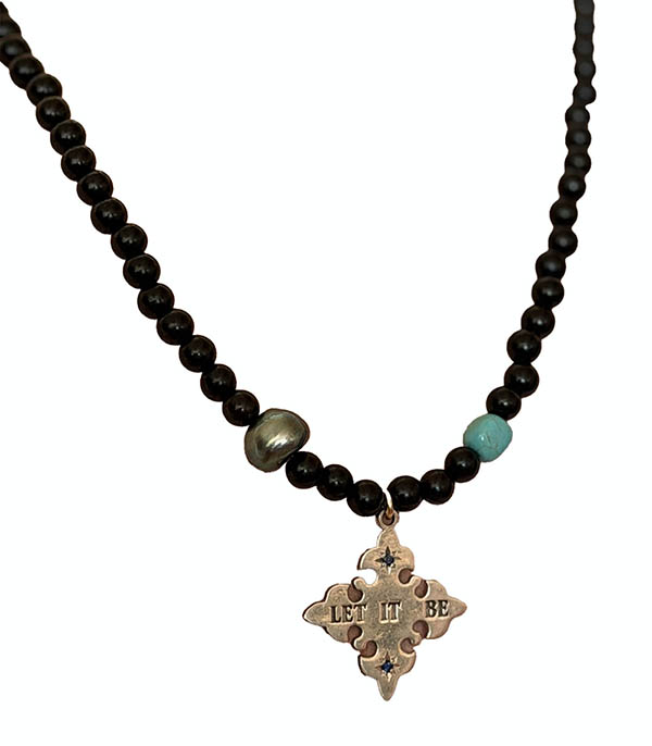 Collier Custom Ringo SS en perles Bois de rose, Turquoise et Perles Catherine Michiels