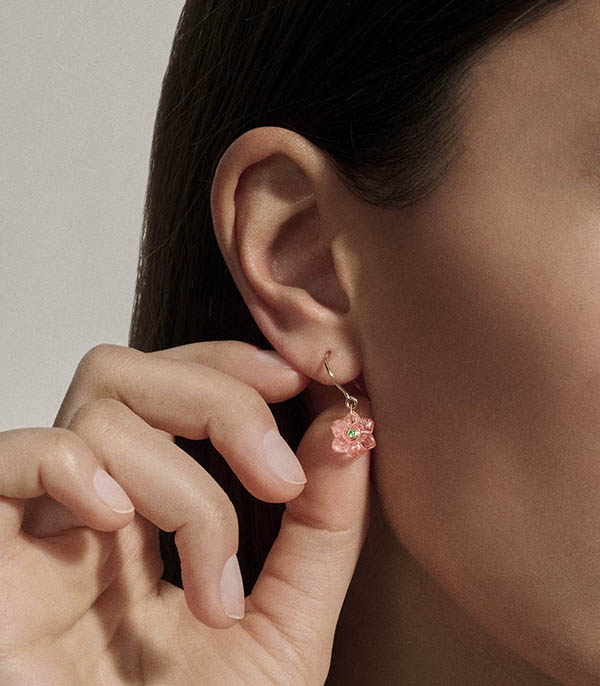 Boucle d'oreille Ida Strawberry Quartz Pascale Monvoisin