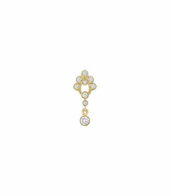 Boucle d'oreille Victoria bouton or jaune et diamants Stone Paris