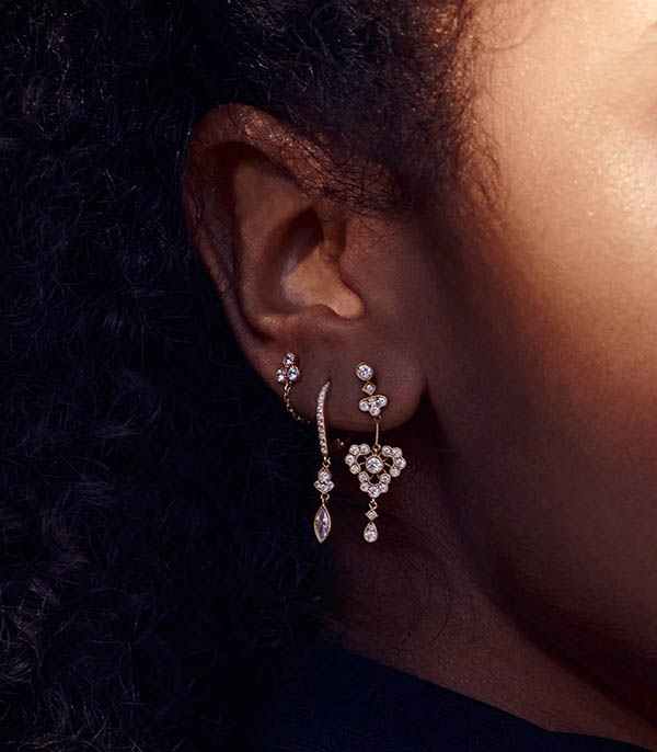 Boucle d'oreille Délicate or jaune et diamants Stone Paris