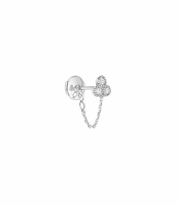 Boucle d'oreille Délicate or blanc et diamants Stone Paris