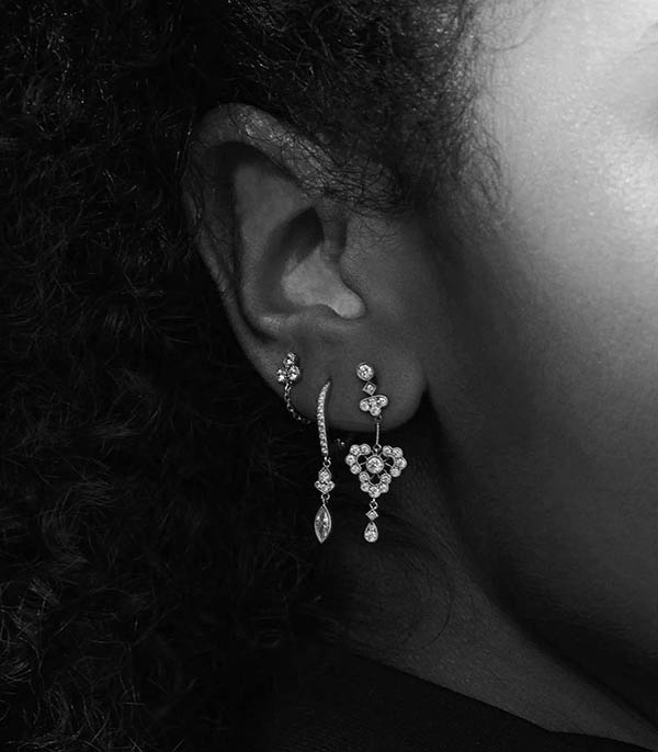 Boucle d'oreille Délicate or blanc et diamants Stone Paris