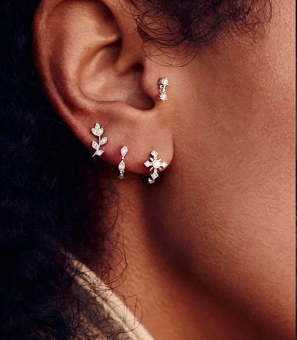Boucles d'oreille Infinity bouton or blanc Stone Paris