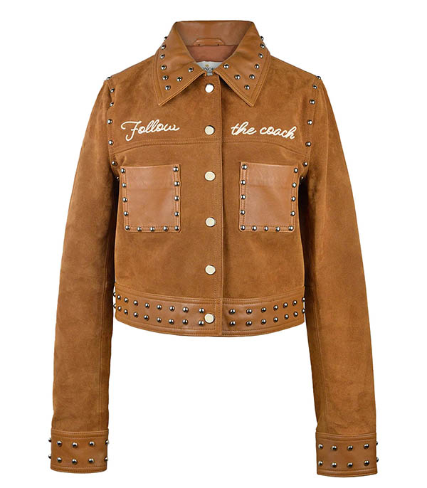 Veste en daim à studs Cognac Monoki - Taille Taille unique