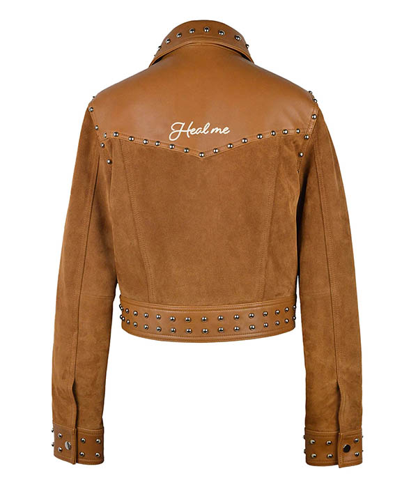 Veste en daim à studs Cognac Monoki